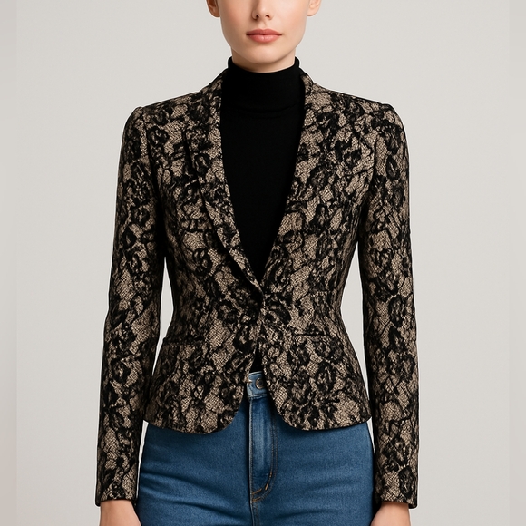 Kardashian Kollection Jackets & Blazers - Kardashian Kollection Black Lace Over Nude Jacket Size XS